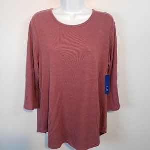 Brand New ~ Apt 9 Womens Burgundy Top Shirt Loose Stylish Size Large L /A114